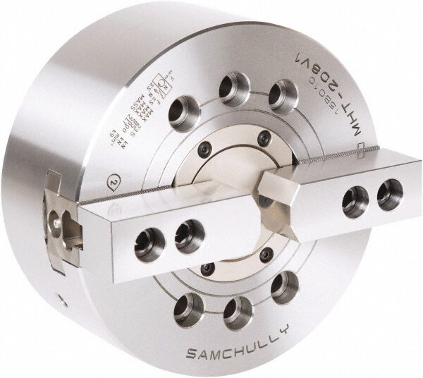 Hydraulic Power Lathe Chuck: 175 mm Dia, 2 Jaws, Plain Back Mount
