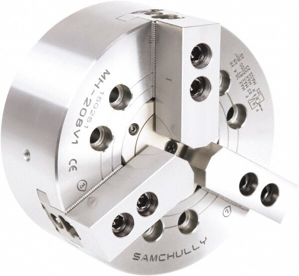 Hydraulic Power Lathe Chuck: 530 mm Dia, 3 Jaws, Plain Back Mount