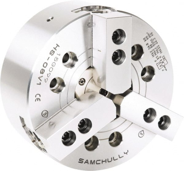 Samchully HS-10 Hydraulic Power Lathe Chuck: 254 mm Dia, 3 Jaws, Plain Back Mount 