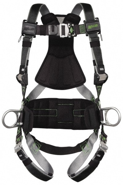 Miller RDT-QC-DP/UBK Fall Protection Harnesses: 400 Lb, Construction Style, Size Universal 