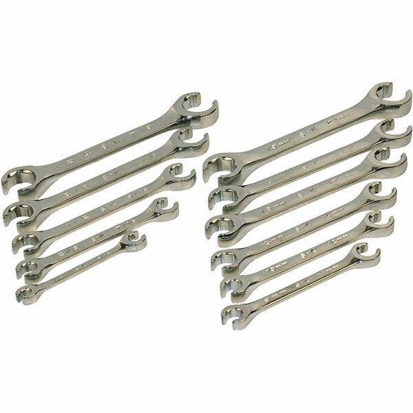 Flare Nut Wrench Set: 11 Pc, 1/4 x 5/16" & 3/4 x 7/8" Wrench, Inch & Metric