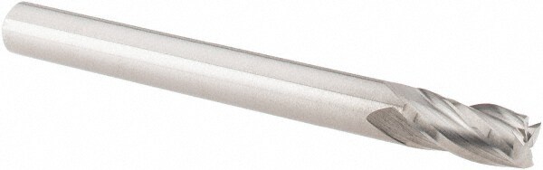 Square End Mill: 3/16" Dia, 3/8" LOC, 4 Flute, Solid Carbide