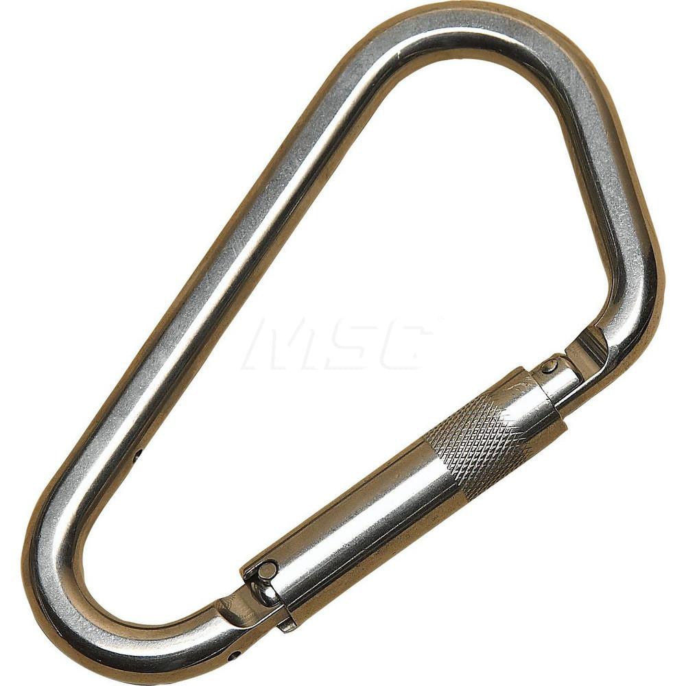 Carabiners; Gate Type: Auto Locking ; Gate Width: 2 ; Inside Length: 2in ; Narrow End Inside Width: 6.875 ; Material: Stainless Steel ; Color: Silver