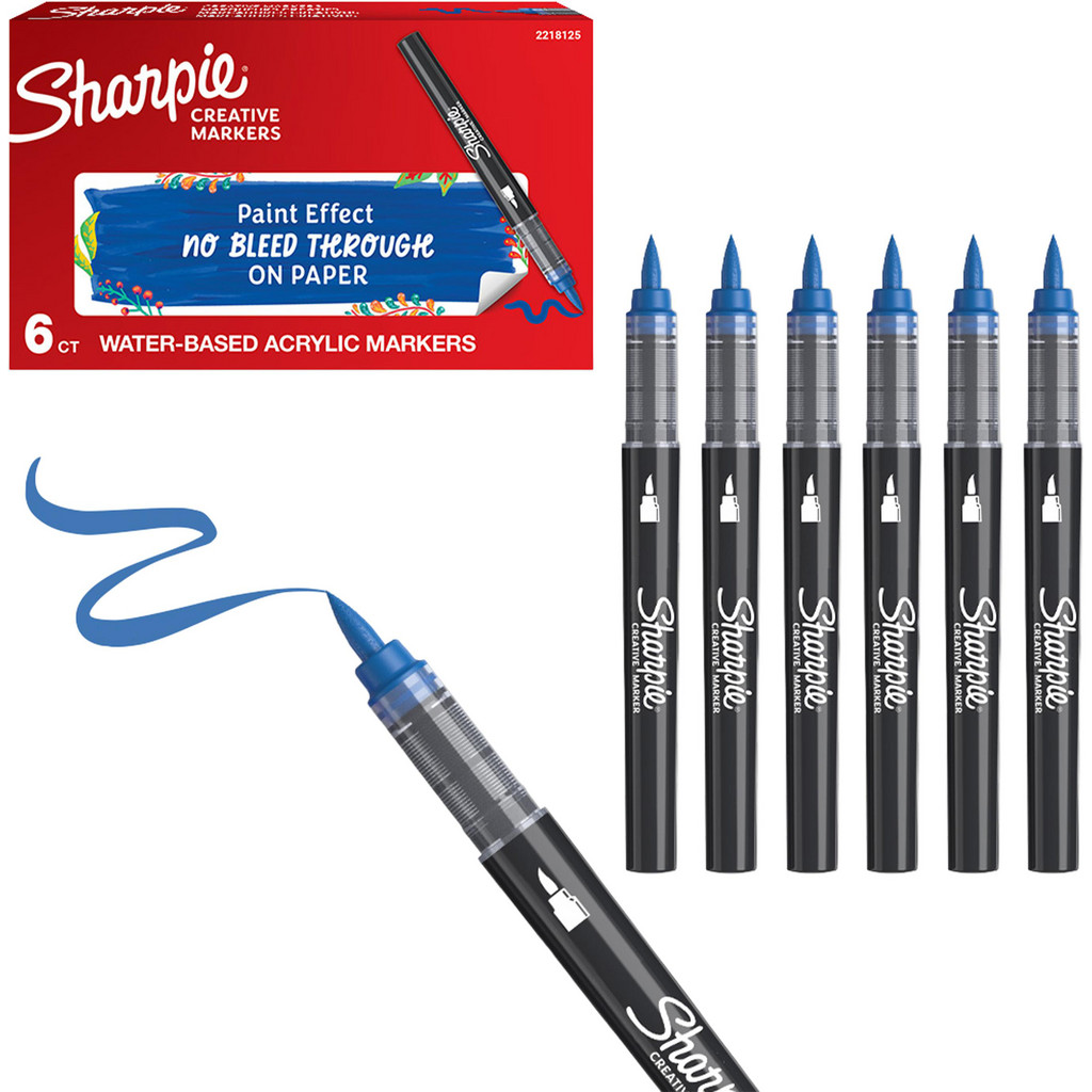 Sharpie Paint: Blue, Water-Based, Brush Tip - 6 Pc | 6-Pack | Part #2218125
