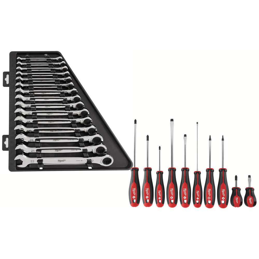 Milwaukee Tool - Combination Wrench Set: 15 Pc, 1 to 9/32
