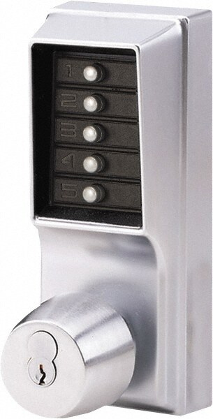 1-3/8 to 2-1/4" Door Thickness, Satin Chrome Pushbutton Knob Lockset