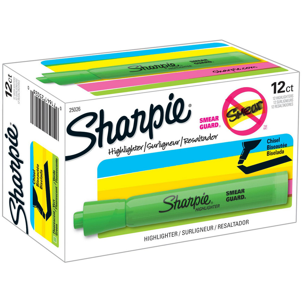 Sharpie - Highlighter: Fluorescent Green, Water-Based, Chisel Tip | MSC ...