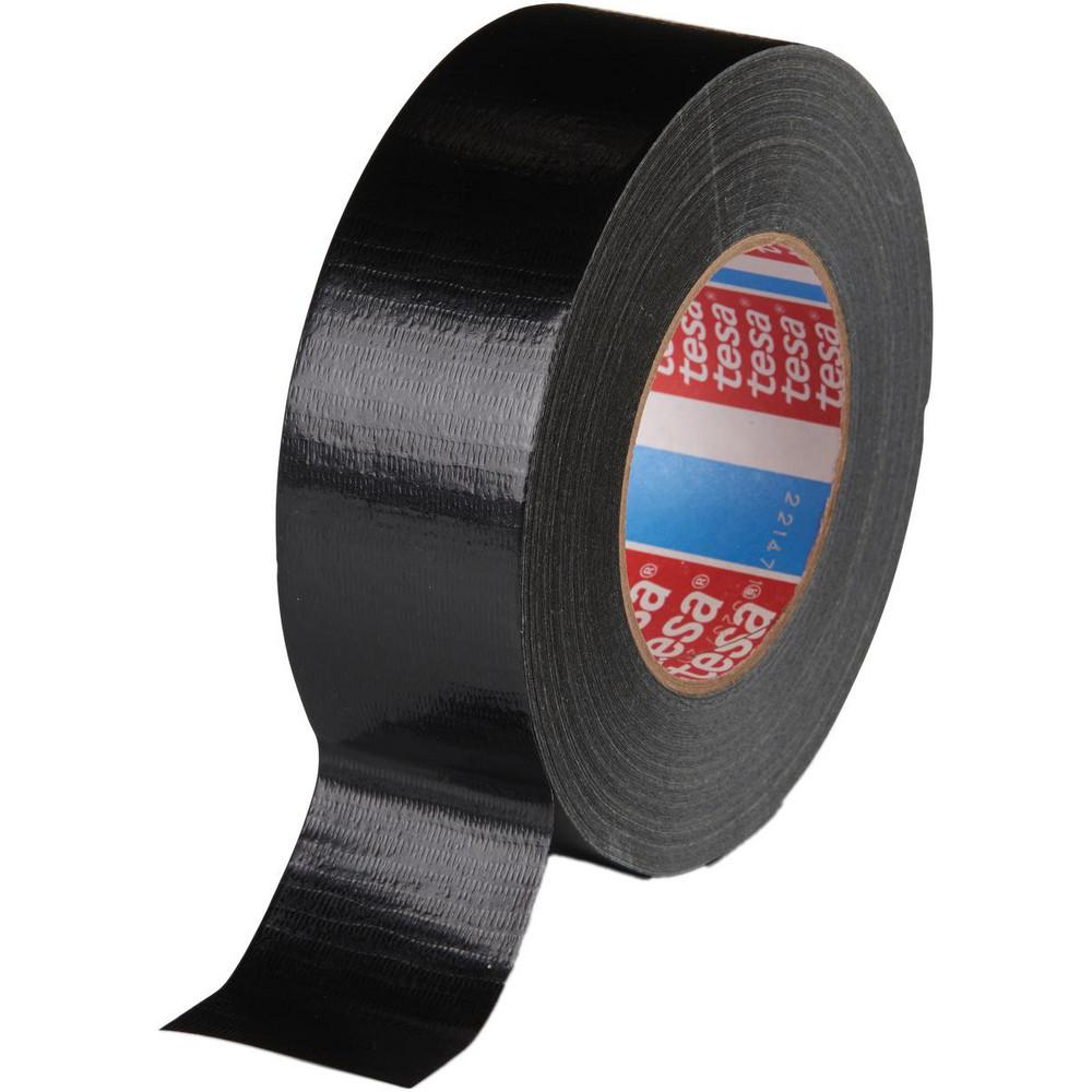 Duct Tape: 48.00 mm Wide, 550 m Long, 9.06 mil Thick, Polyethylene Cloth - Natural Rubber Adhesive, 23.98 lb/in, Black, Series Tesa