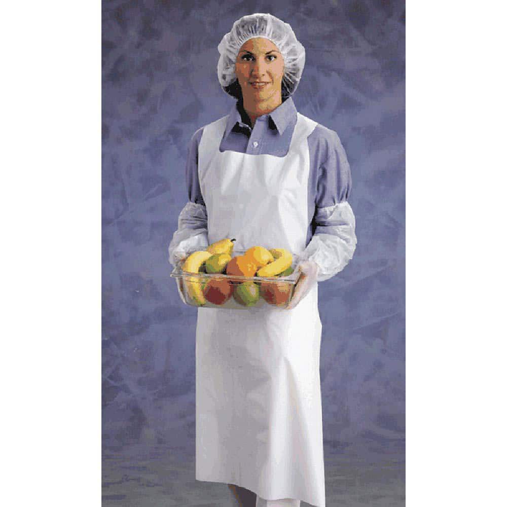 White Disposable Aprons / Bibs, 1mil, 100 Pack