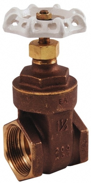 Gate Valve: Gate, 3/4" Pipe, FNPT x FNPT, Brass