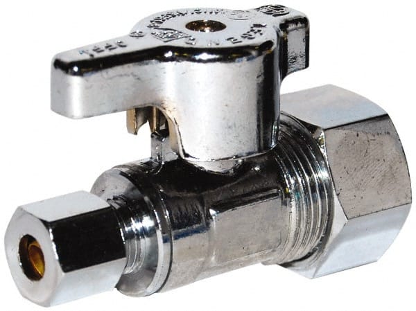 Sweat Fitting 1/2 Inlet, 125 Max psi, Chrome Finish, Carbon Steel Water Supply Stop Valve