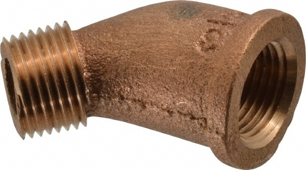 Brass Pipe 45 ° Elbow: 3/8" Fitting, Threaded, FNPT x MNPT, Class 125, Lead Free