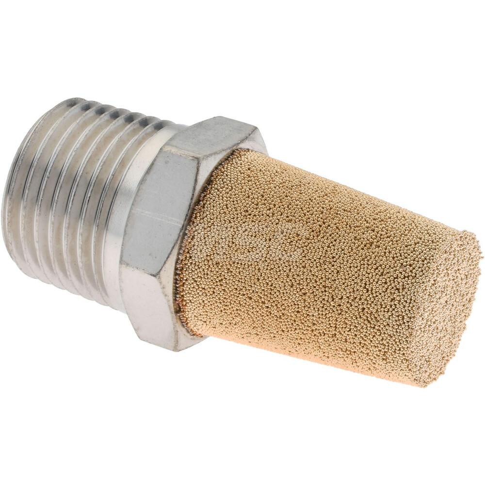 Pneumatic Exhaust Muffler: 1/2" Male NPT, 92 dB