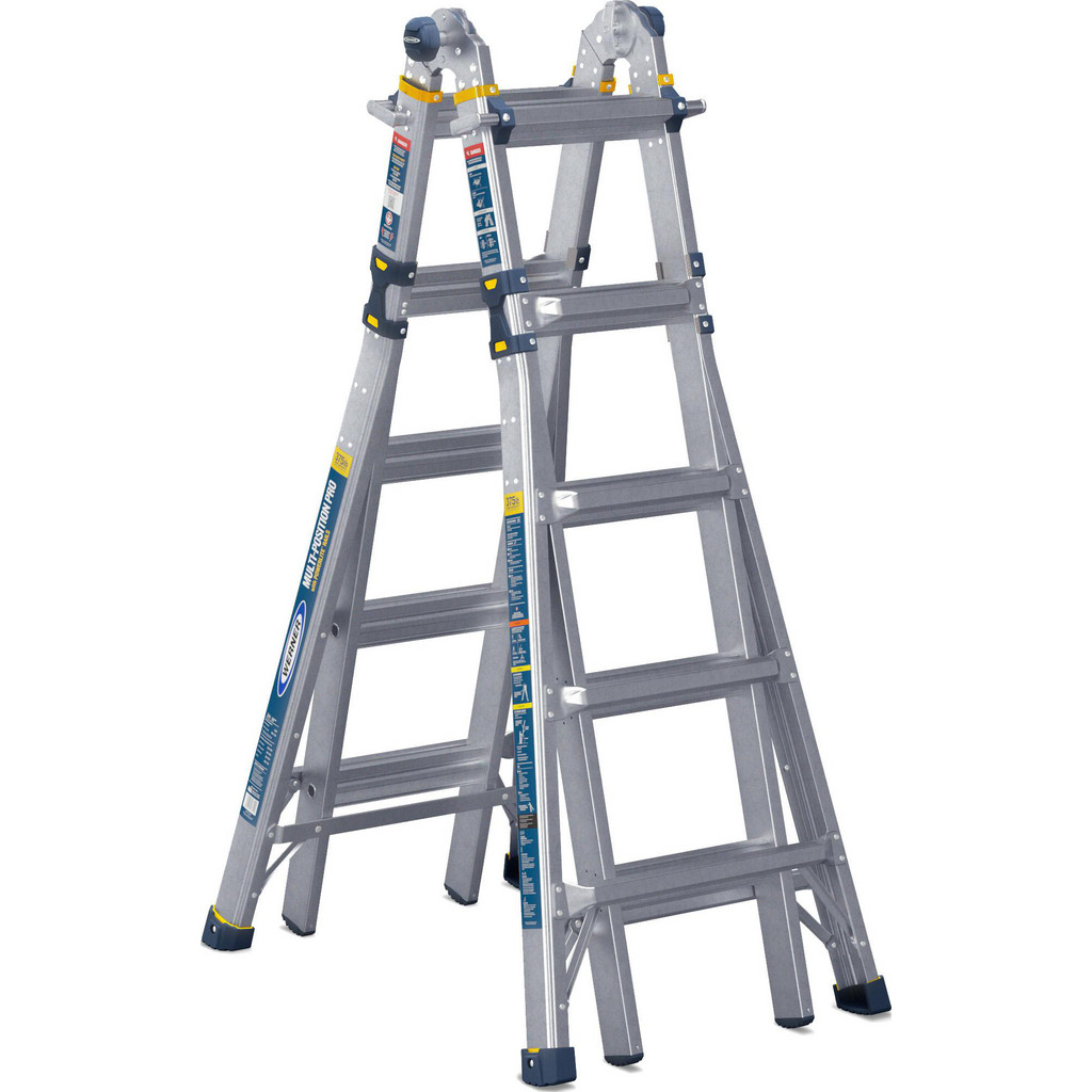 Werner - Multi-Position Ladder: Aluminum, 19.0' Max Extension, 375