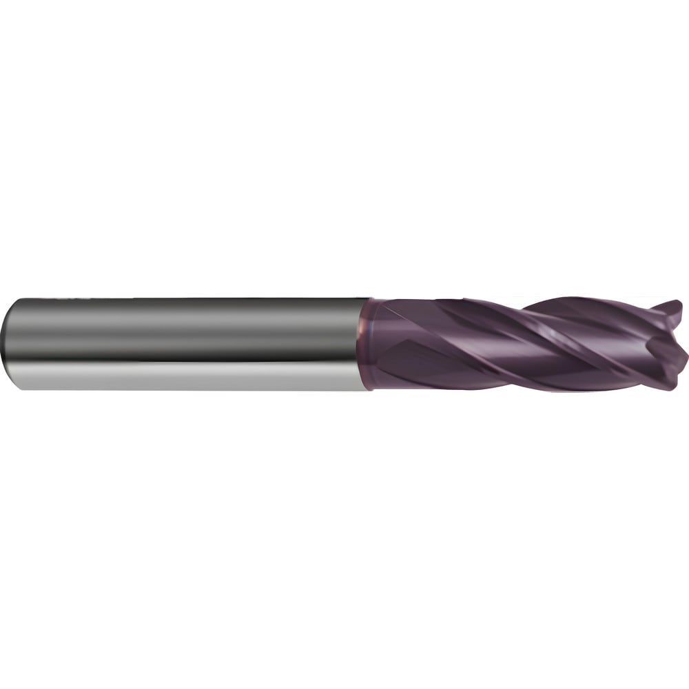 Corner Radius End Mill: 1/4" Dia, 3/4" LOC, 0.015" Radius, 4 Flutes, Solid Carbide