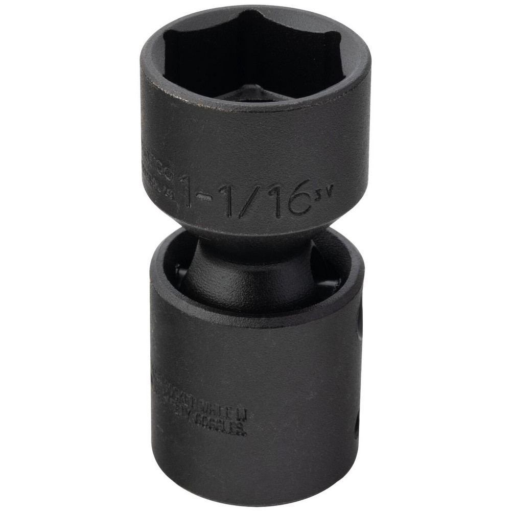 Impact Socket: 1/2" Drive, 1-1/16" Socket, Hex Drive - 6 Point, 3" OAL