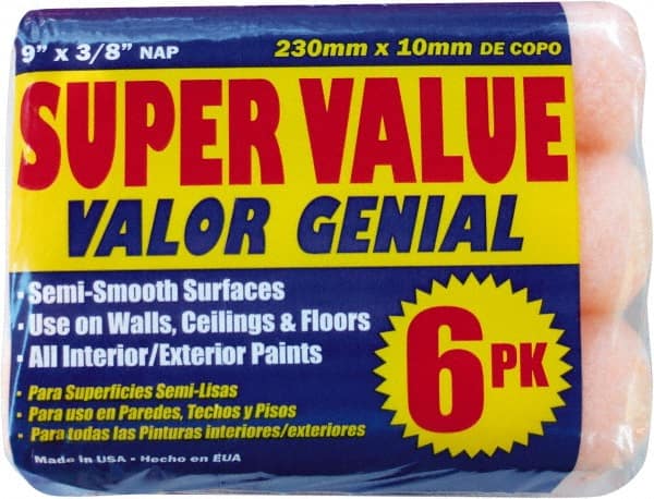 General Purpose Paint Roller Cover: 3/8" Nap, 9" Wide