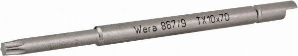 Wera Screwdriver Insert Bit: 4 mm Drive - 2-3/4" OAL, T10 Torx Size | 10-Pack | Part #05332607001