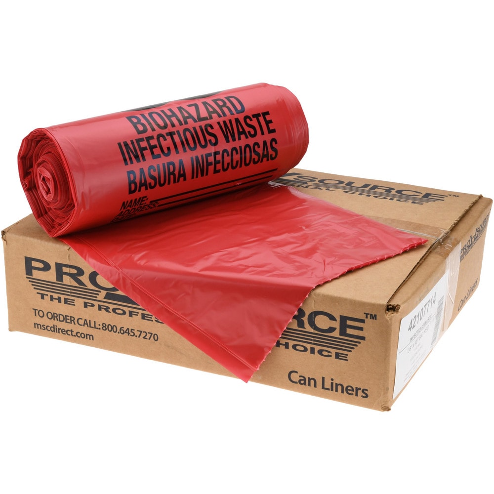 Pack of (100) 45 Gal Capacity, Red, Hazardous Waste Bags