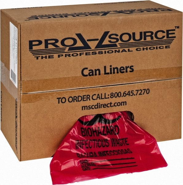 PRO-SOURCE PSIW2424 Pack of (500) 10 Gal Capacity, Red, Hazardous Waste Bags 