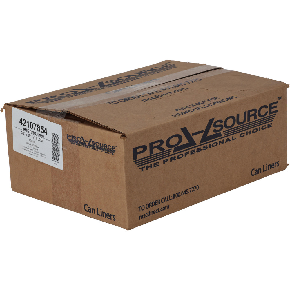 Pack of (200) 33 Gal Capacity, Yellow, Infectious Linen Bags - 1.3 mil Thick x 33" Wide x 39" High, Roll