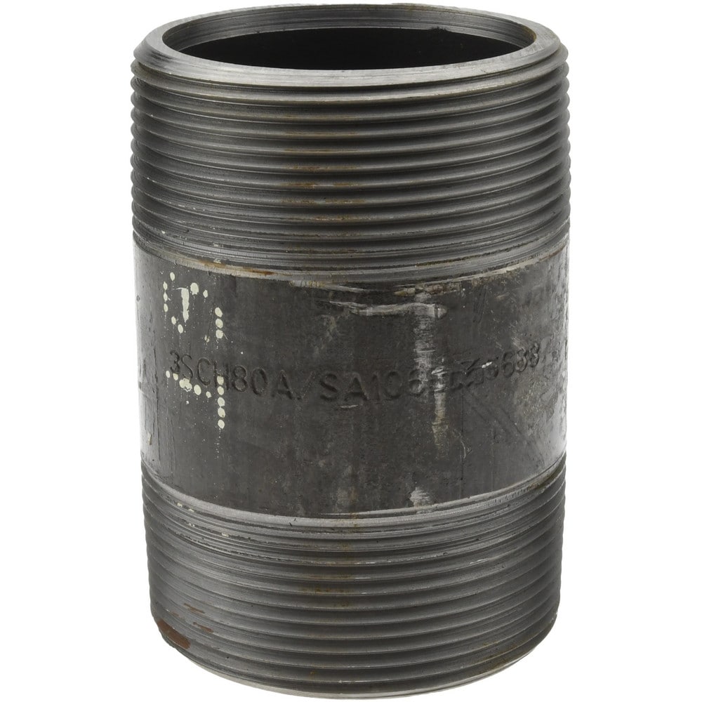 Black Pipe Nipple: 3" Dia x 5" Long, Schedule 80