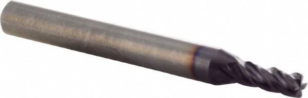 Corner Radius End Mill: 4 mm Dia, 11.00 mm LOC, 0.50 mm Radius, 4 Flute, Solid Carbide
