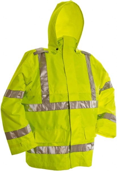 Viking D6323JG-XL Rain Jacket: Size XL, ANSI/ISEA 107-2015, Green, Polyester 