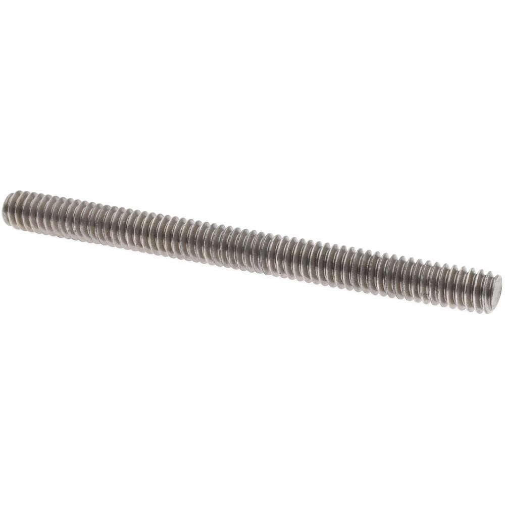 Threaded Rod: 1/4-20, 3" Long, Stainless Steel, Grade 304