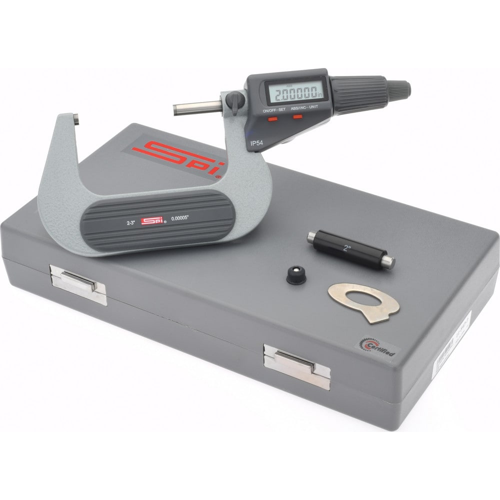 SPI MS170309049 Electronic Outside Micrometer: 3", Carbide Tipped Measuring Face, IP54 Image