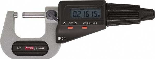 SPI MS170307005 Electronic Outside Micrometer: 7", Carbide Tipped Measuring Face, IP54 Image