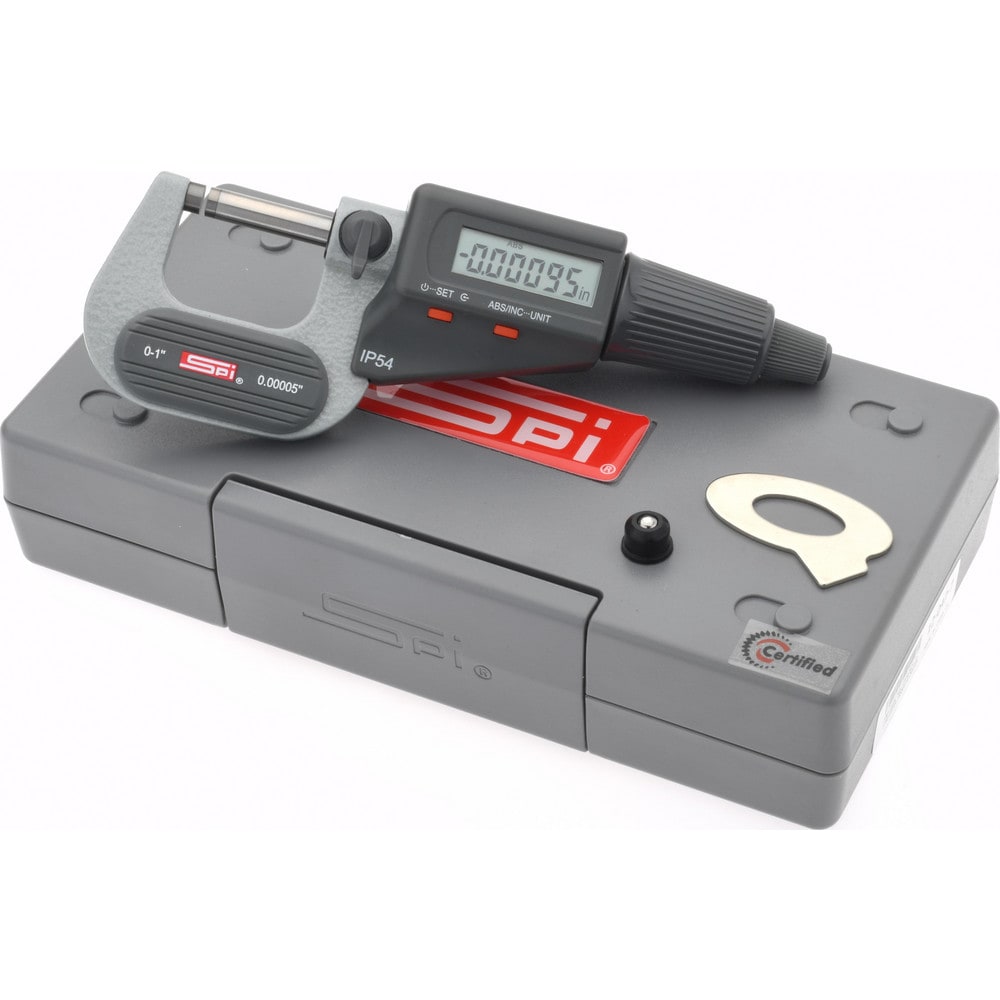 SPI MS170309048 Electronic Outside Micrometer: 1", Carbide Tipped Measuring Face, IP54 Image