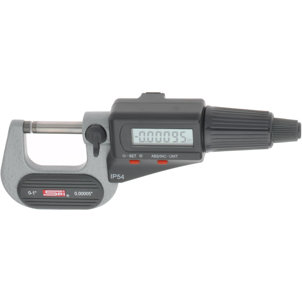 SPI Electronic Outside Micrometer 1" Max, CarbideTipped Face, IP54