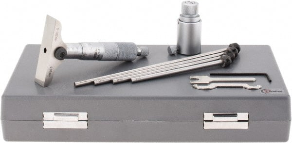 Mechanical Depth Micrometer: 100 mm Range, 4 Rod