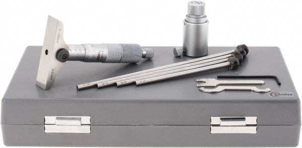 SPI 11-571-7 Mechanical Depth Micrometer: 100 mm Range, 4 Rod Image