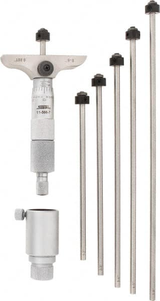 Mechanical Depth Micrometer: 6'' Range, 6 Rod