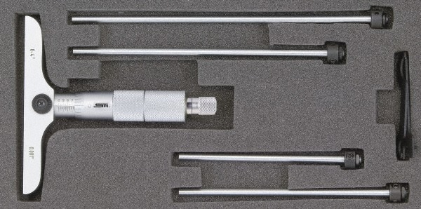 Mechanical Depth Micrometer: 12'' Range, 12 Rods