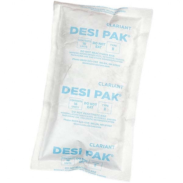 Desiccant Packets; Material: Clay ; Packet Size: 16 oz ; Container Type: Drum ; Area Protected: 13.33ft3 ; Number of Packs per Container: 150 ; UNSPSC Code: 41123003
