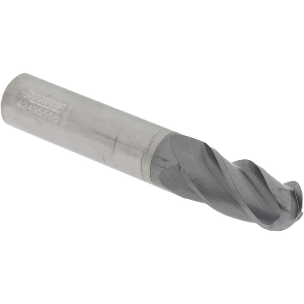 Accupro 6502748 Ball End Mill: 0.5" Dia, 1" LOC, 4 Flute, Solid Carbide 