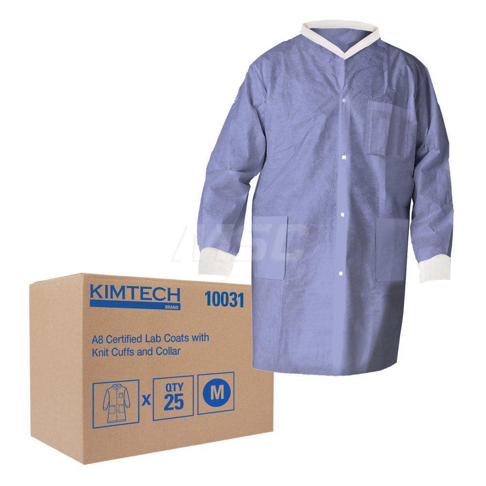 Kimtech 10031 Smocks & Lab Coats; Garment Style: Lab Coat ; Garment Type: General Purpose ; Material: Polyester ; Size: Medium ; Color: Blue ; Hazardous Protection Level: NonHazardous Protection 
