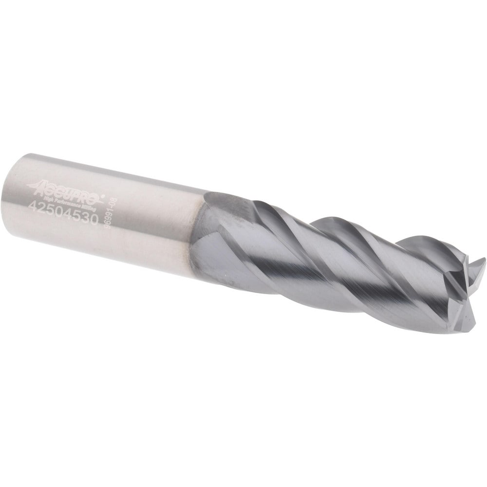 Accupro 6502828 Corner Radius End Mill: 5/8" Dia, 1-5/8" LOC, 0.03" Radius, 4 Flutes, Solid Carbide 