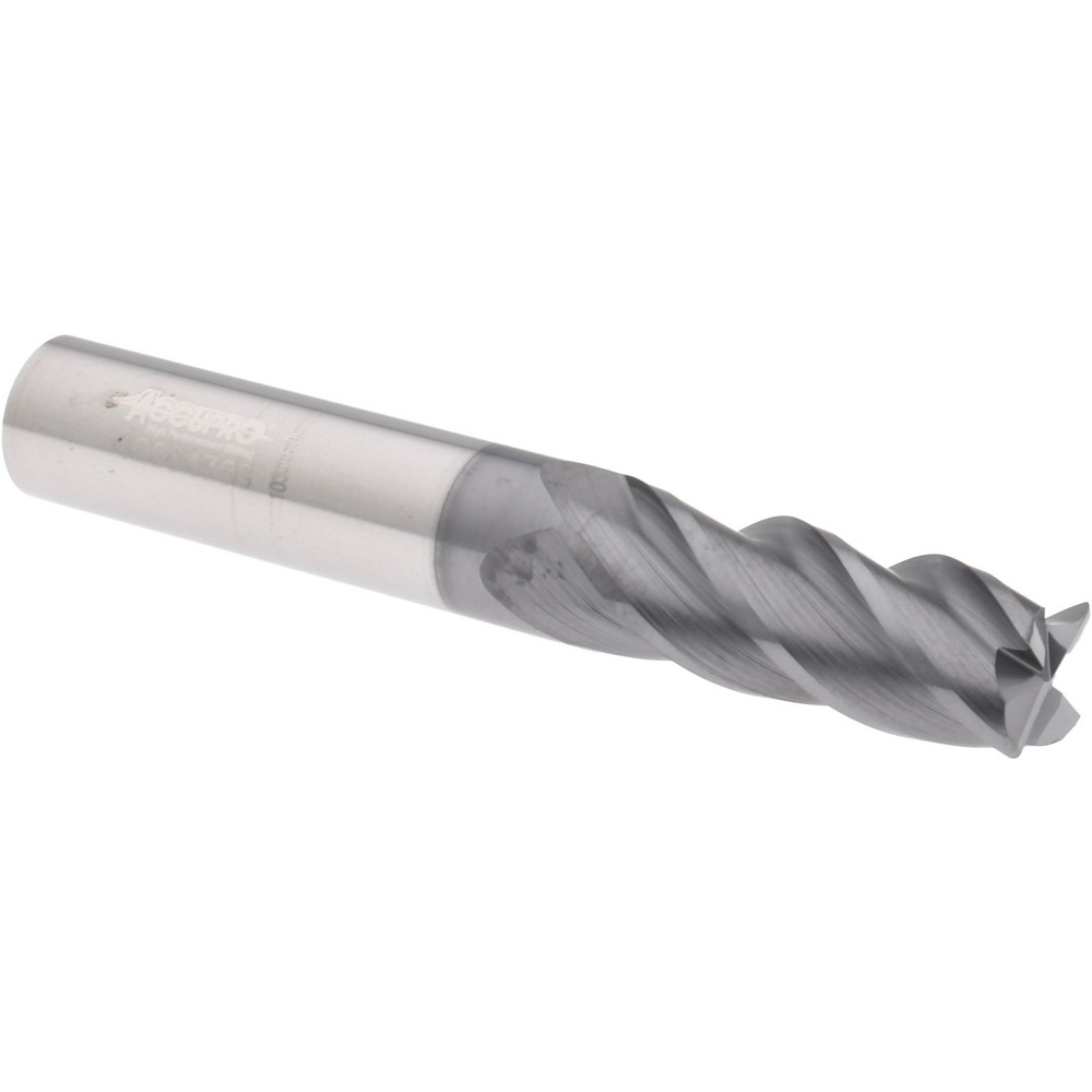 Accupro 6502847 Corner Radius End Mill: 3/8" Dia, 1" LOC, 0.02" Radius, 4 Flutes, Solid Carbide Image