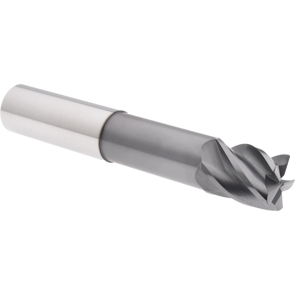 Corner Radius End Mill: 1" Dia, 1-1/4" LOC, 38 deg Helix, Corner Radius End, Centercutting Series HS