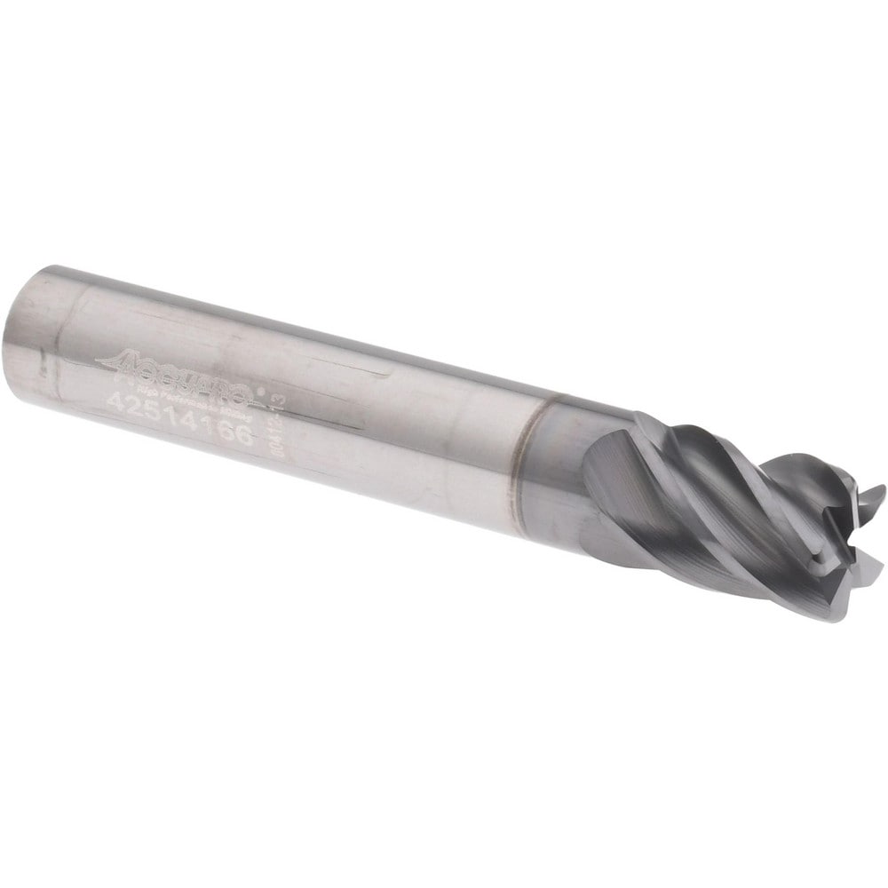 Corner Radius End Mill: 5/16" Dia, 7/16" LOC, 38 deg Helix, Corner Radius End, Centercutting Series HS