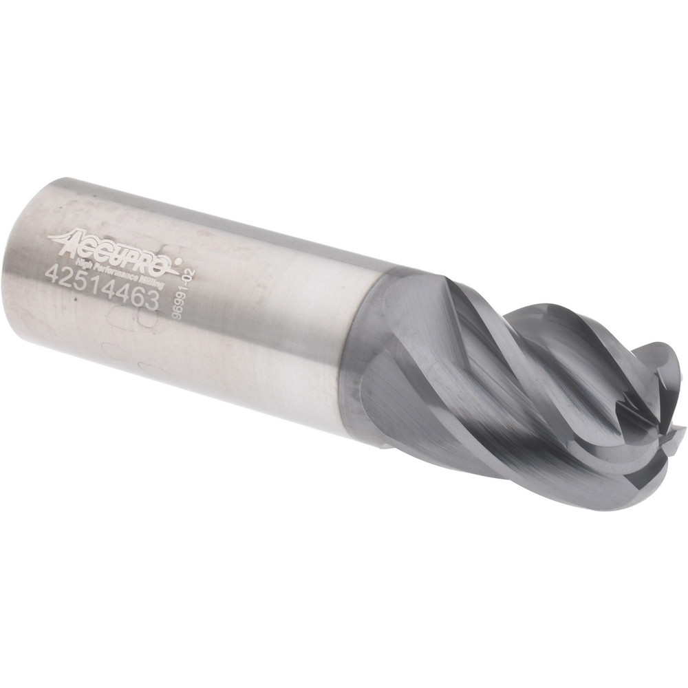 Corner Radius End Mill: 3/4" Dia, 1" LOC, 38 deg Helix, Corner Radius End, Centercutting Series HS
