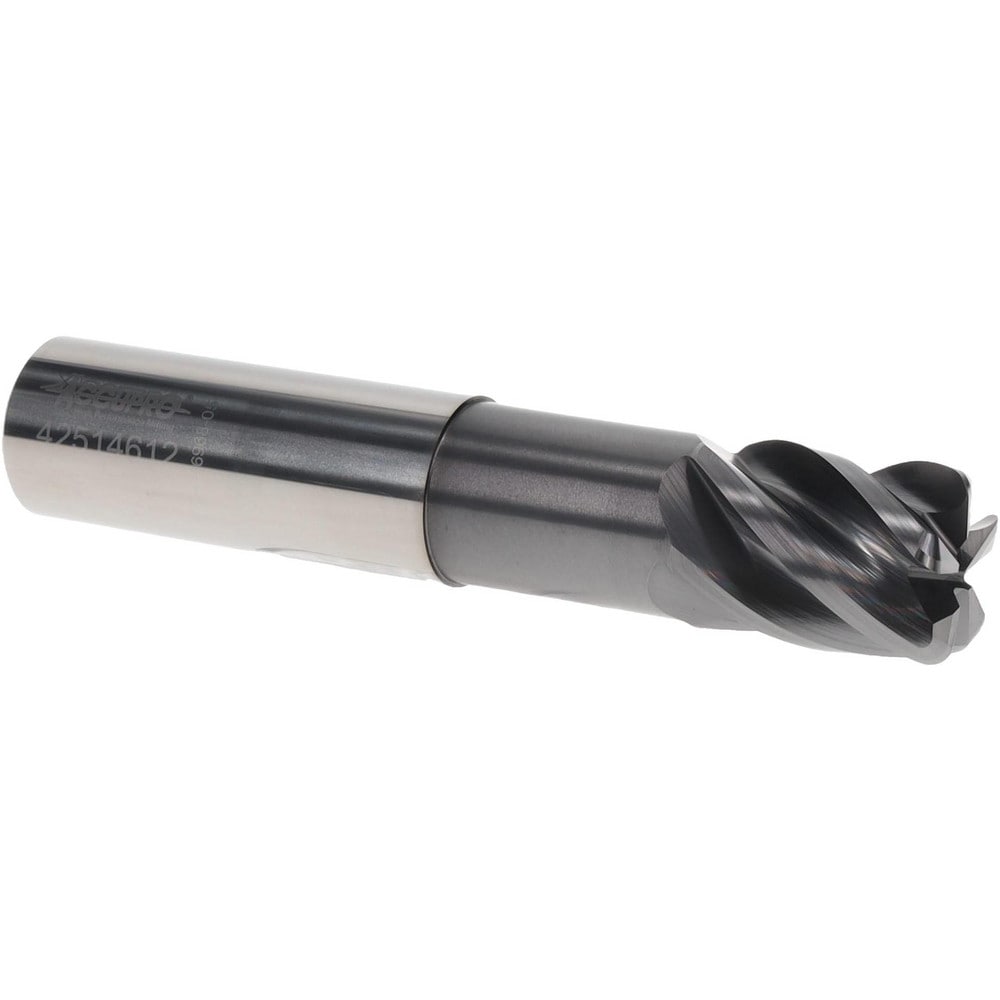 Corner Radius End Mill: 3/4" Dia, 1" LOC, 38 deg Helix, Corner Radius End, Centercutting Series HS
