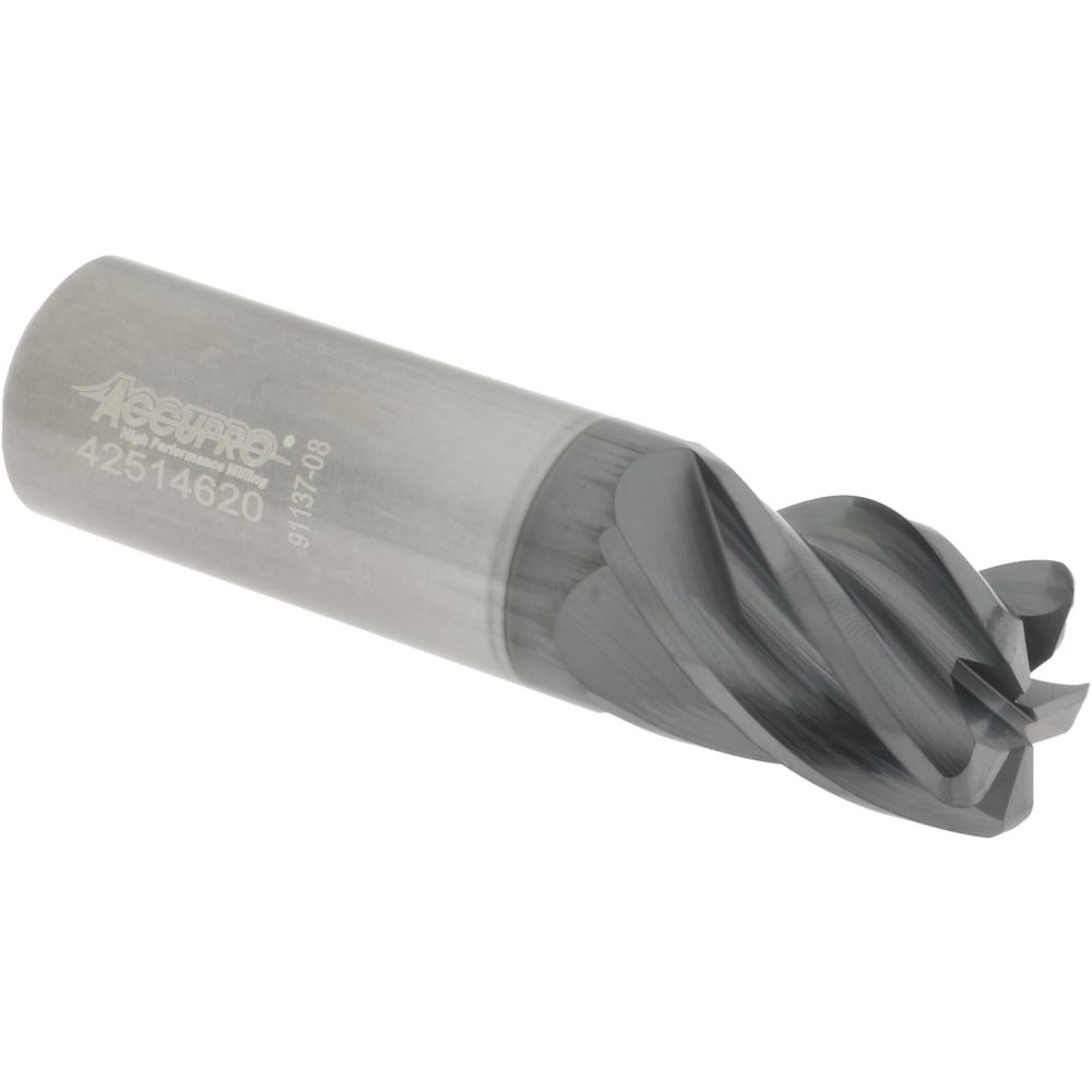 Corner Radius End Mill: 3/4" Dia, 1" LOC, 38 deg Helix, Corner Radius End, Centercutting Series HS
