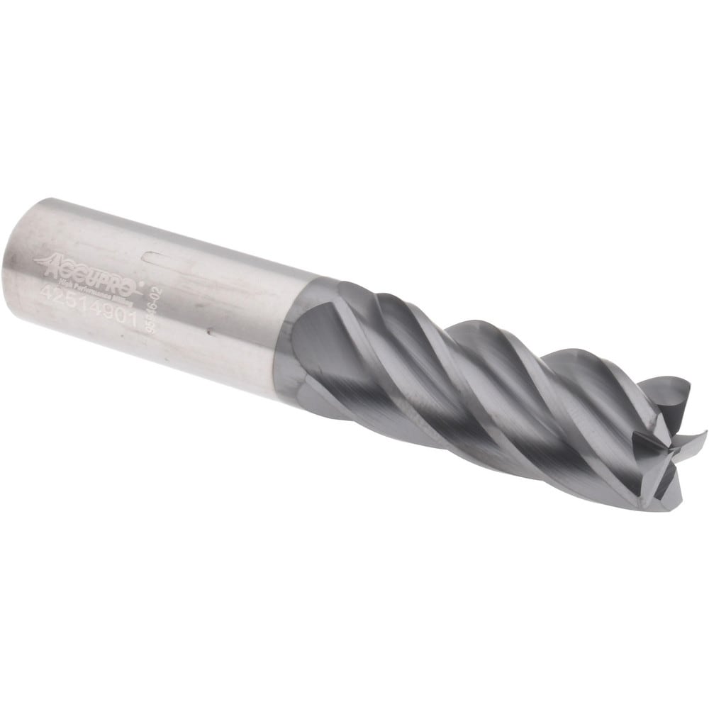 Accupro 6503042 Corner Radius End Mill: 5/8" Dia, 1-5/8" LOC, 0.03" Radius, 5 Flutes, Solid Carbide 