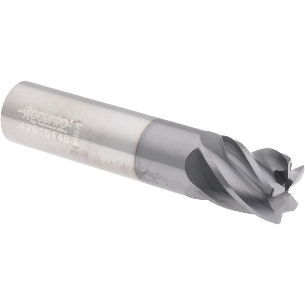 Accupro 6503066 Corner Radius End Mill: 5/8" Dia, 3/4" LOC, 0.03" Radius, 5 Flutes, Solid Carbide 