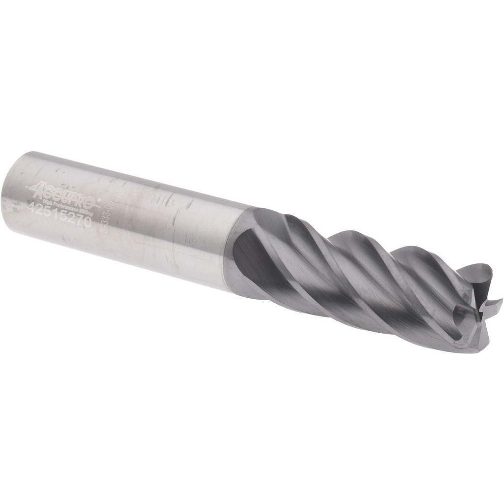311642 Corner Radius End Mill: 1/2" Dia, 1-1/4" LOC, 38 deg Helix, Corner Radius End, Centercutting Series HS  